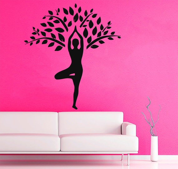 Yoga Wall Decals Tree Design Stickers Girl Meditation Gym Pilates Sport Woman Vinyl Sticker Home Wall