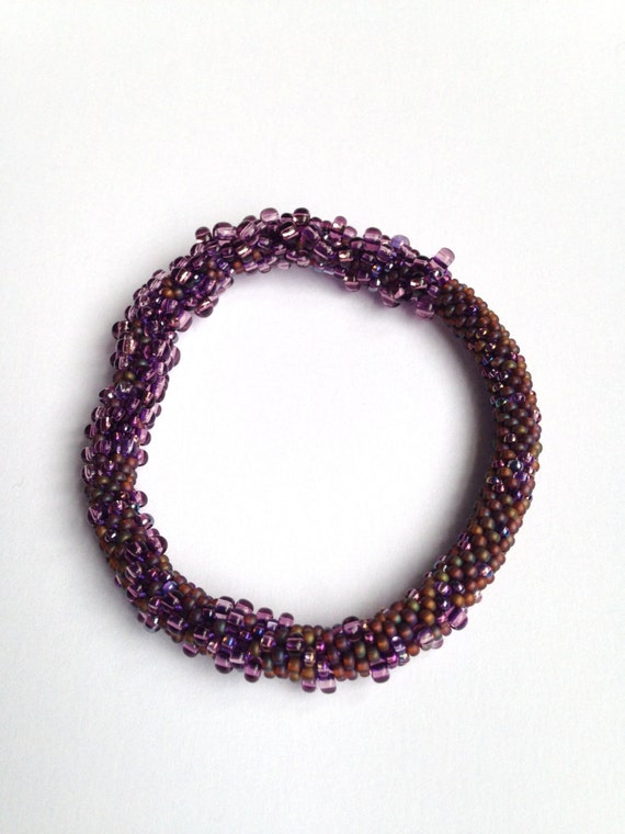 Bead Crochet Bracelet in Purples