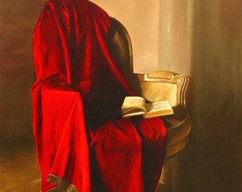 oilpainting still life red armchair