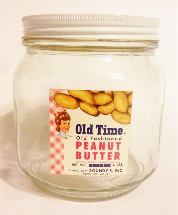 Vintage Old Time Peanut Butter Jar by HubbaHubbaAntiques on Etsy