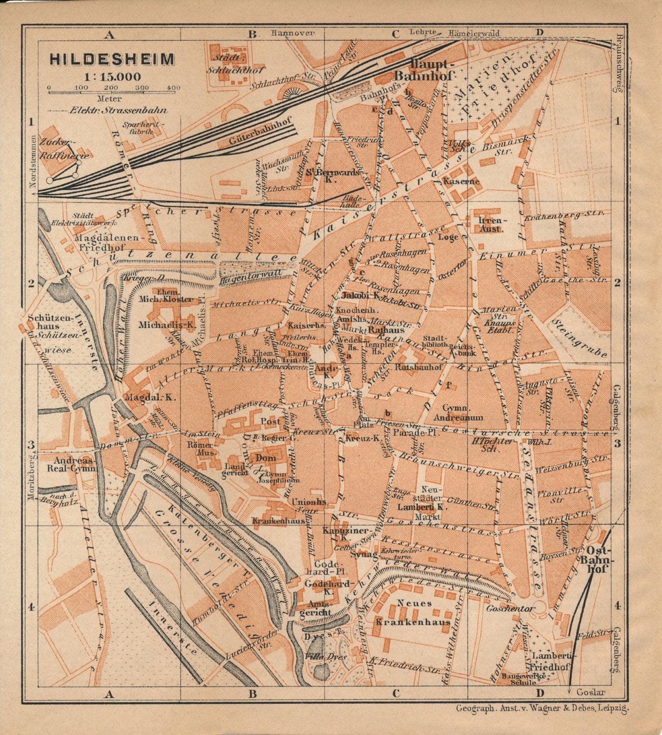 1910 Hildesheim Germany Antique Map by Figure10 on Etsy