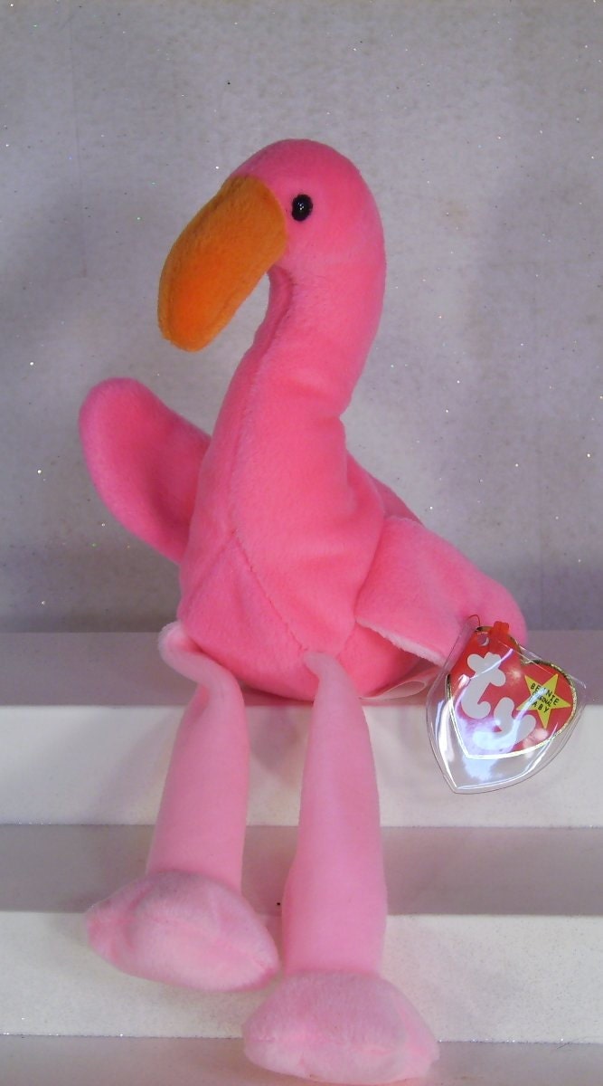 Beanie Babies Baby Ty 1995 Pinky Pink Flamingo by ComicGoRound