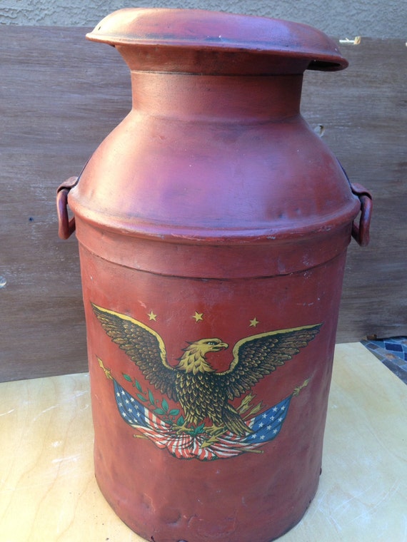 Antique Hand Painted 40 Quart Milk Can with by SeriouslyShabby