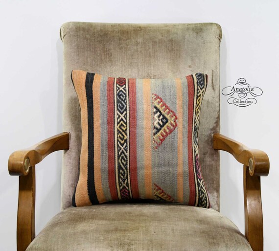 Vintage Embroidered Striped Sofa Couch Pillow Handwoven Decorative Tribal Turkish Kilim Aztec Pillowsham Accent Throw Outdoor Pillow Sham