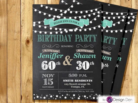 Adult Joint Birthday Invitation. String light