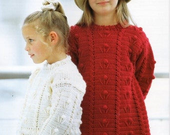 CROCHET PATTERN girls crochet sweater girls crochet jumper crochet tunic pattern 22-30 inches DK Girls Crochet Patterns pdf Instant Download