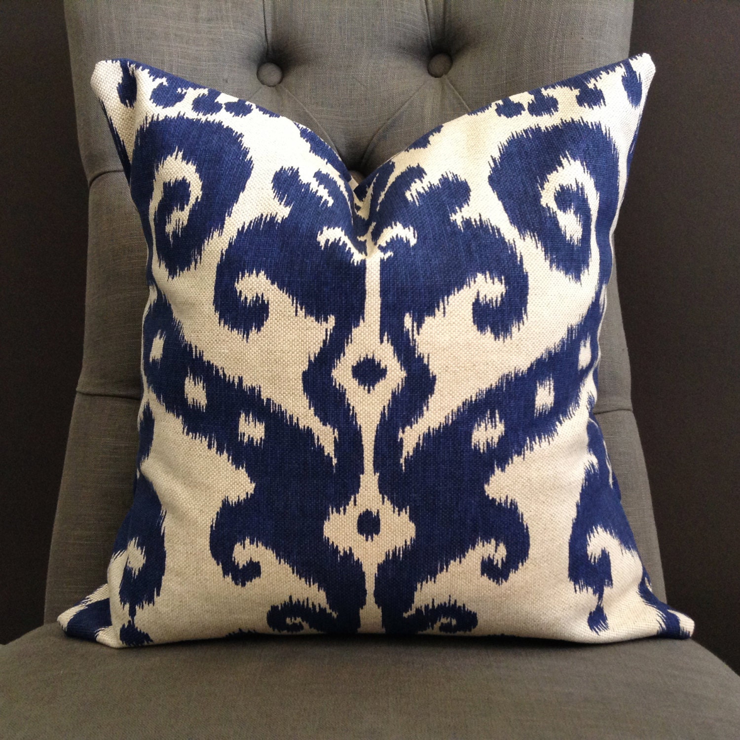 Pillow Cover Navy Blue Ikat Pillow Cover STELLA