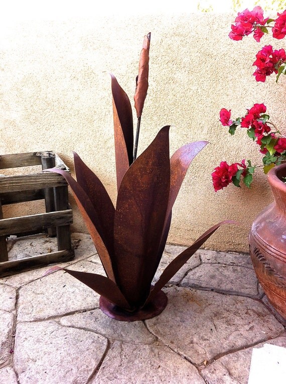 Budding Agave Rustic Metal Garden Sculpture by TopangaPatina