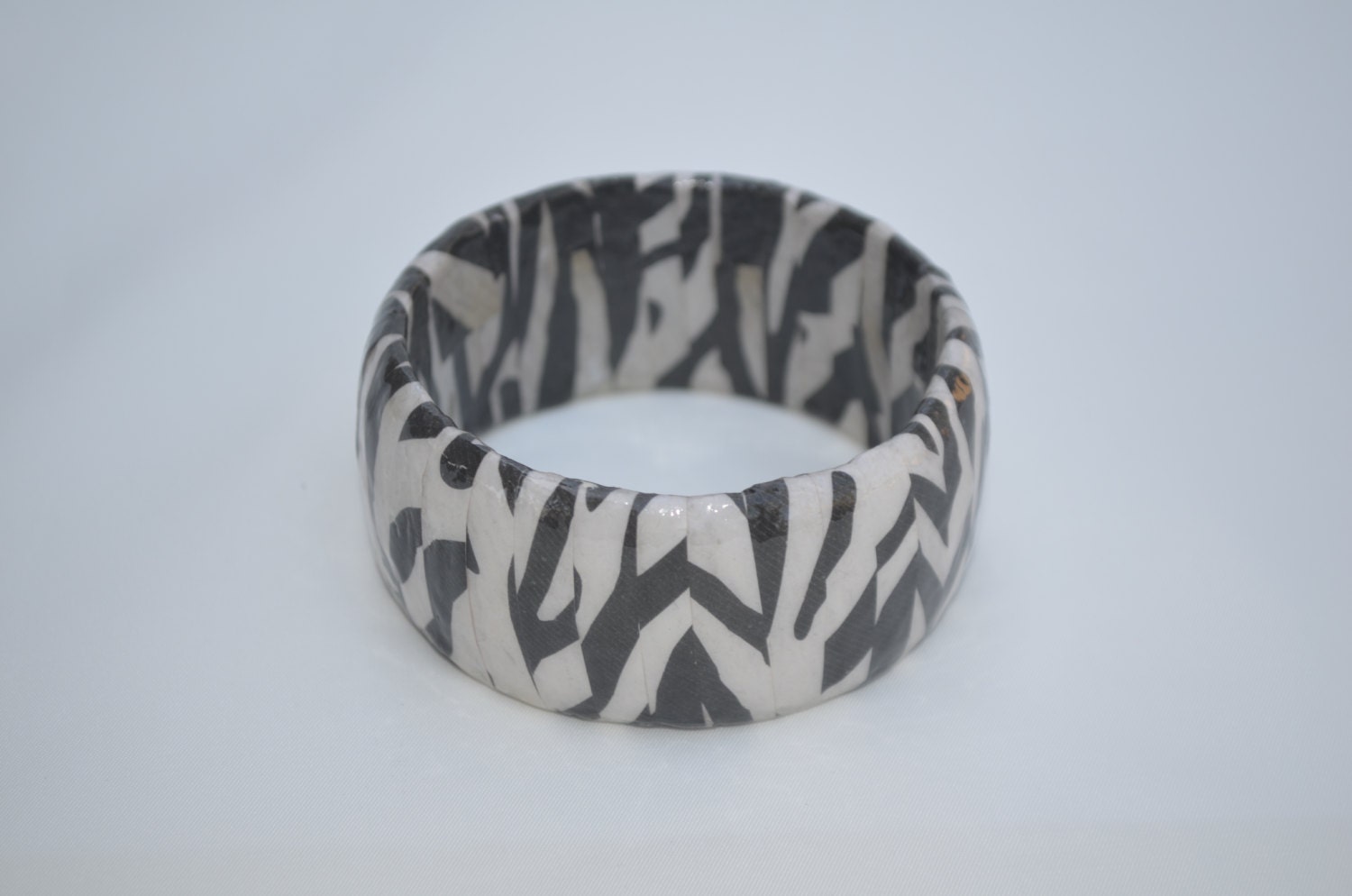 Zebra print/bracelet/Black/Beige/Bangle by KWCraftTherapy on Etsy