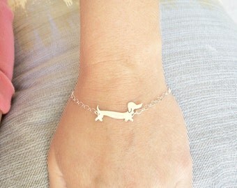 Dachshund bracelet sausage dog bracelet weiner jewelry doxie bracelet silver bracelet