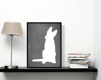 Modern German Shepherd Art Print, Chalkboard, German Shepherd Silhouette, Dog lover Gift
