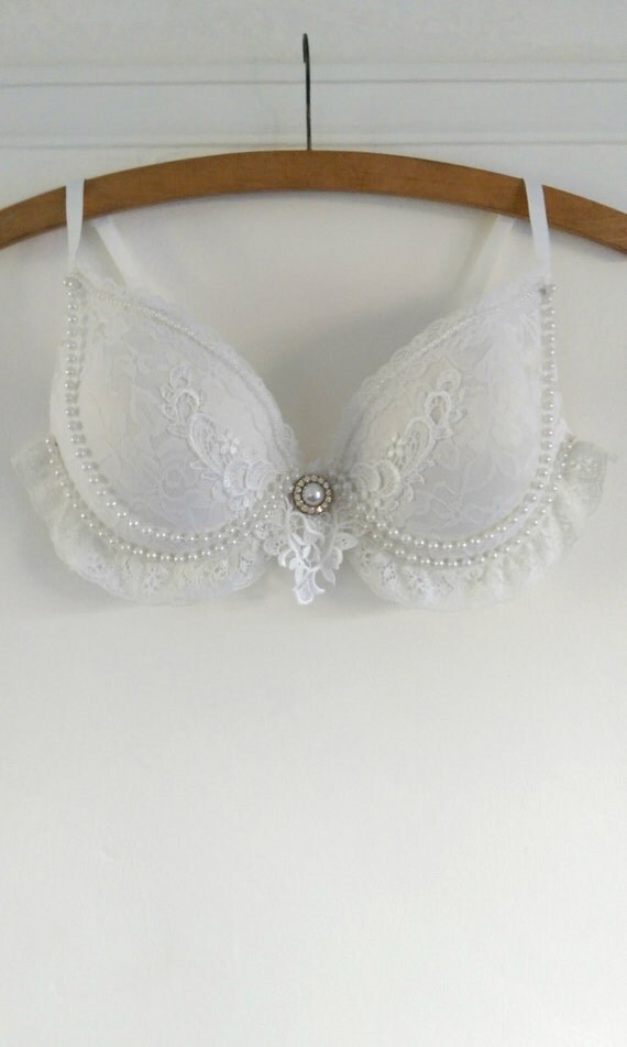 36D Pure White Bra Wedding Honeymoon Burlesque Bellydance