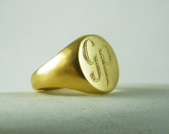 Men signet ring Monogram signet ring personalized ring gift for him