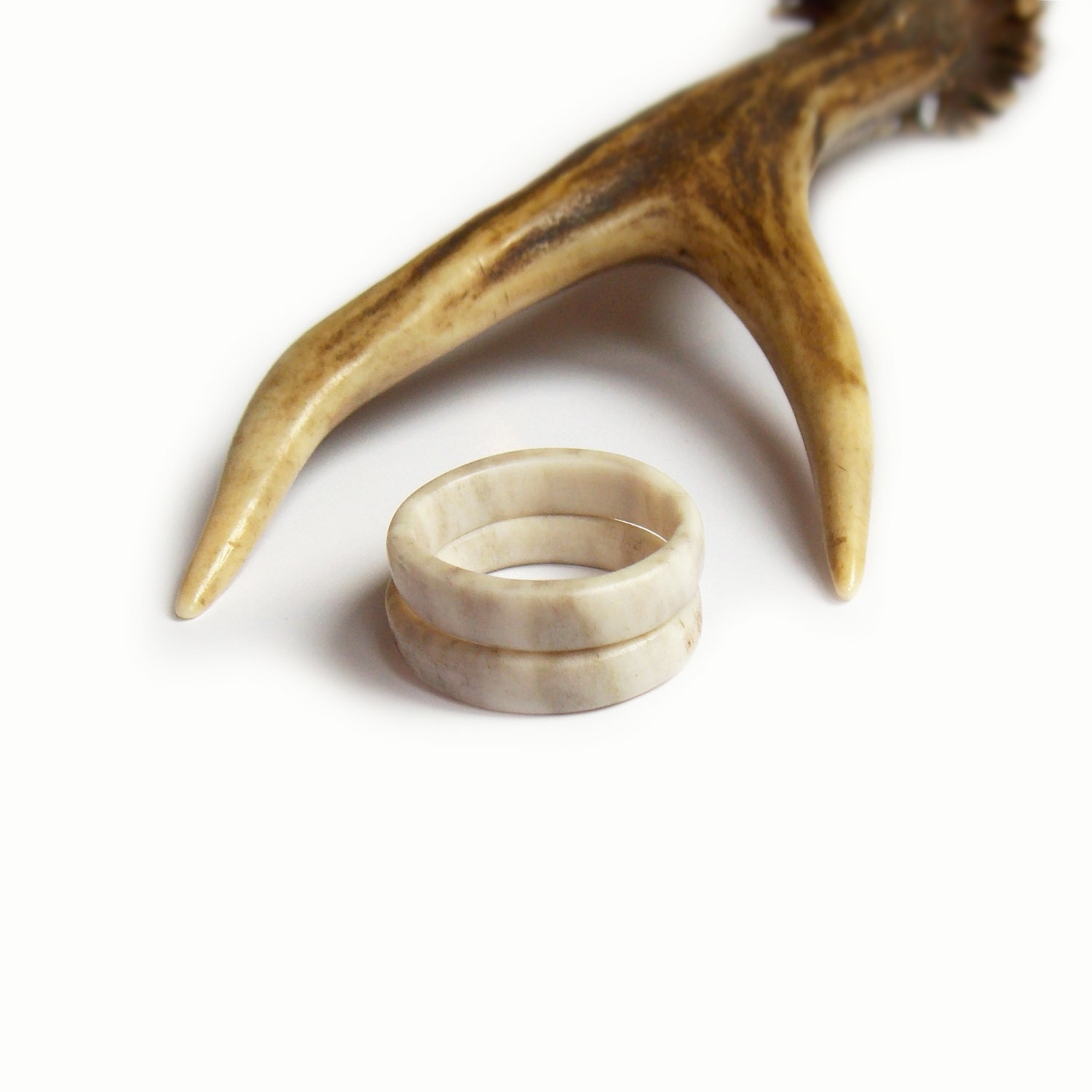 Double ring antler band deer antler rings double band ring