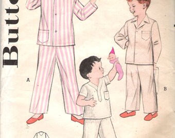 Vintage 1953 Butterick 6429 Boy's Pajamas in Three Styles Sewing Pattern Size 6 Chest 24"
