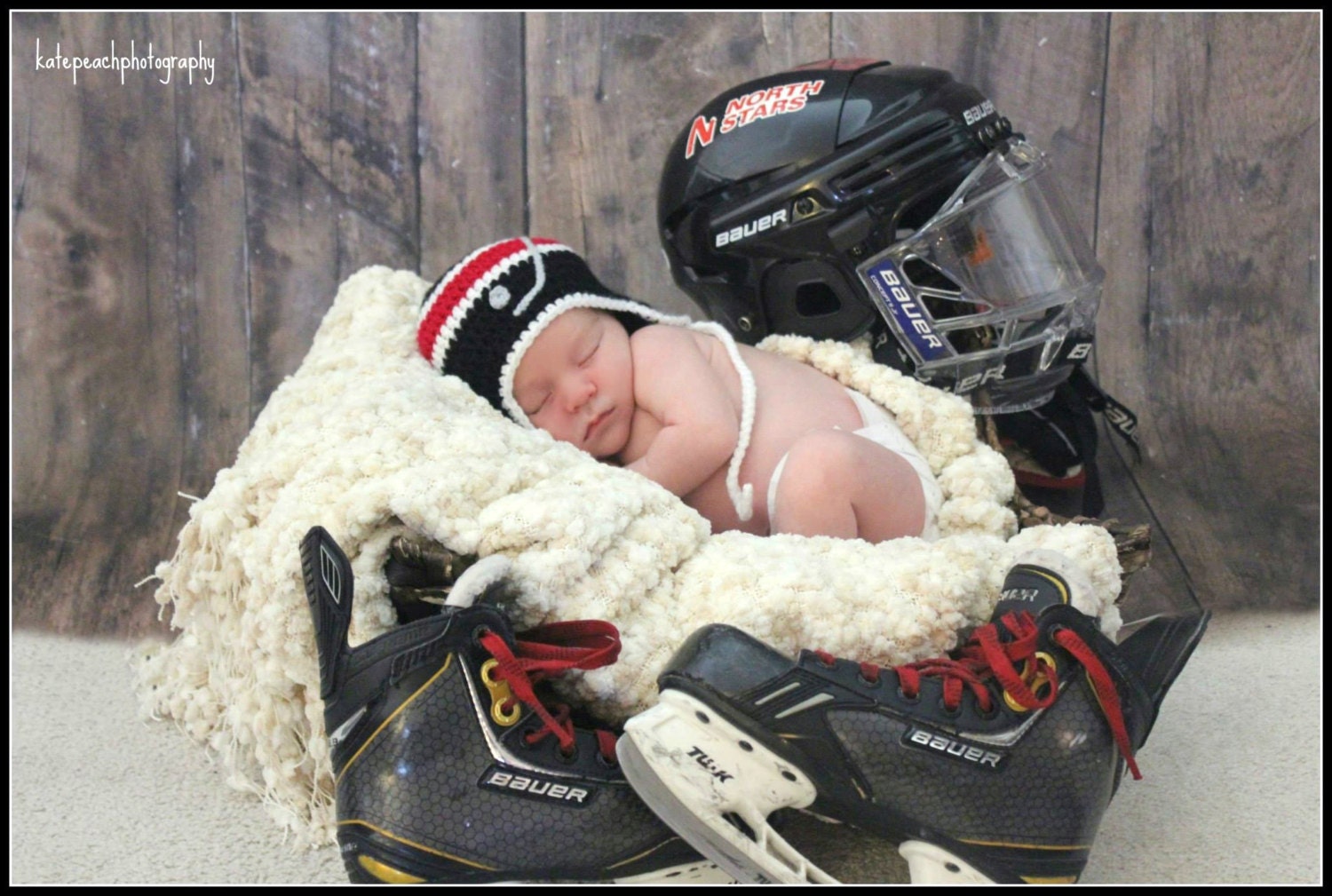 BABY HOCKEY HAT Black Red Hockey Baby Boy Hockey Baby Boy