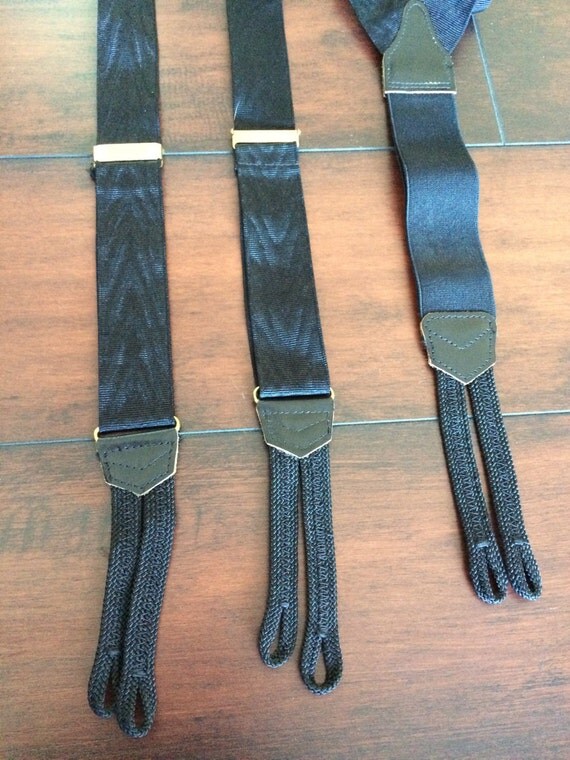 Black Button Suspenders Men's Suspenders Grosgrain