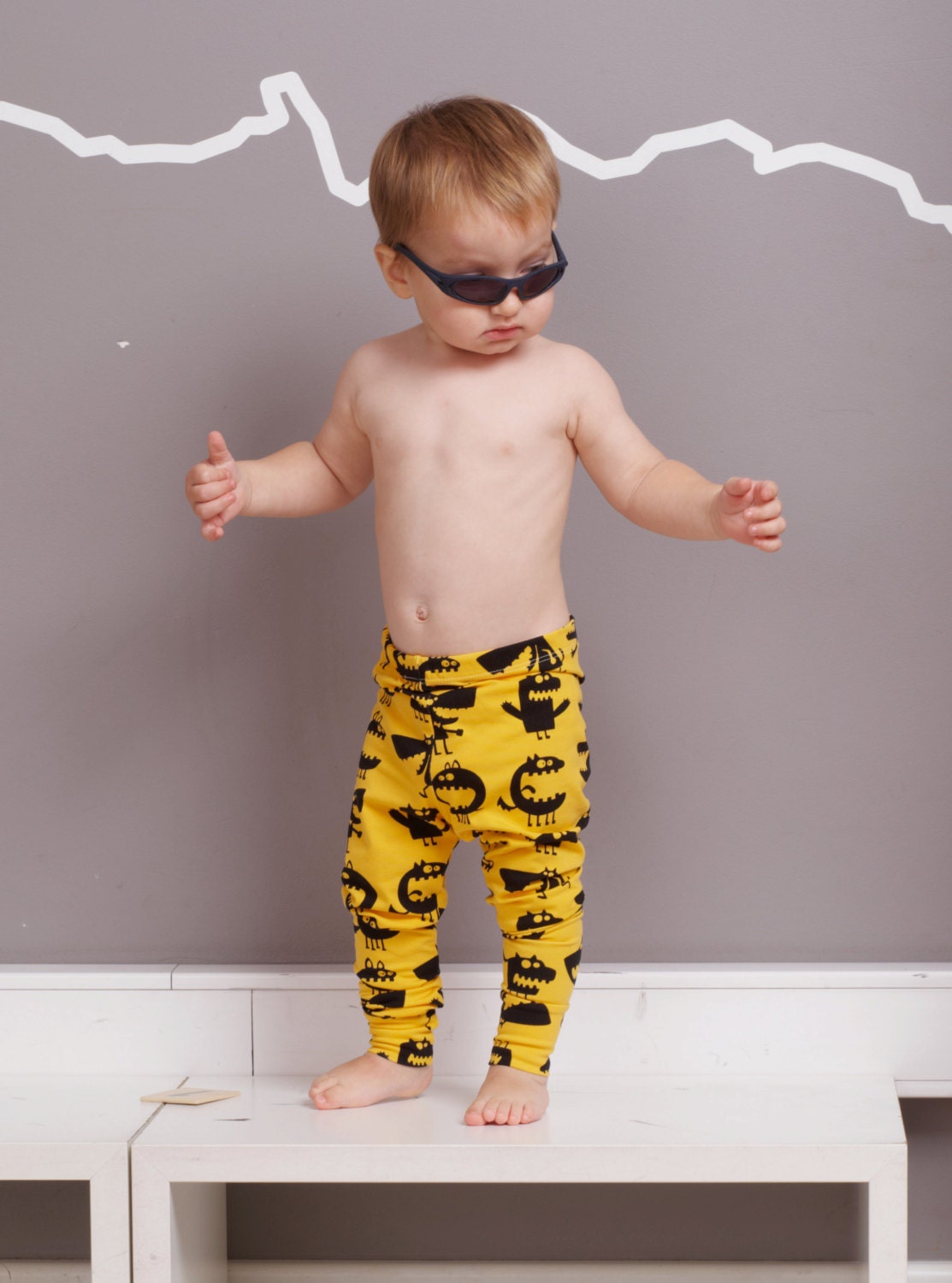 Baby leggings Baby boy leggings Monster print by yellOkids on Etsy