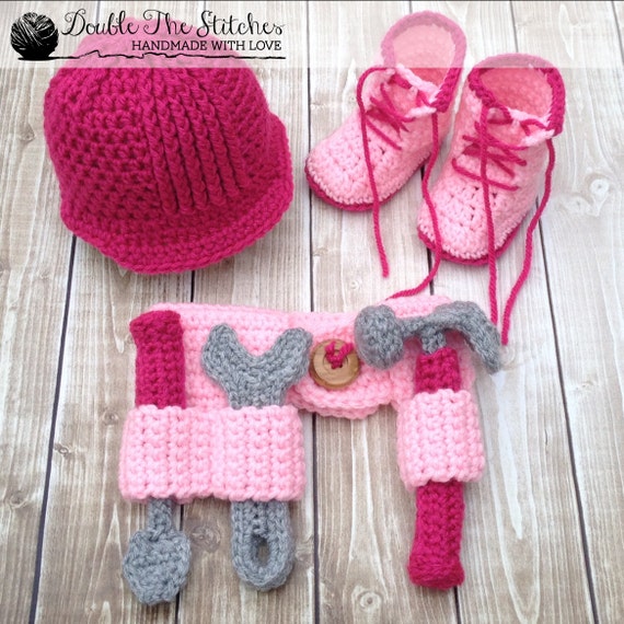Baby Hard Hat Baby Tool Belt Crochet Little by DoubleTheStitches
