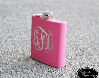 SHIPS FAST, Flask for Women, Personalized Flask for Women, Monogram Flasks for Women, Custom Engraved Flask for Women, Pink Flask for Women