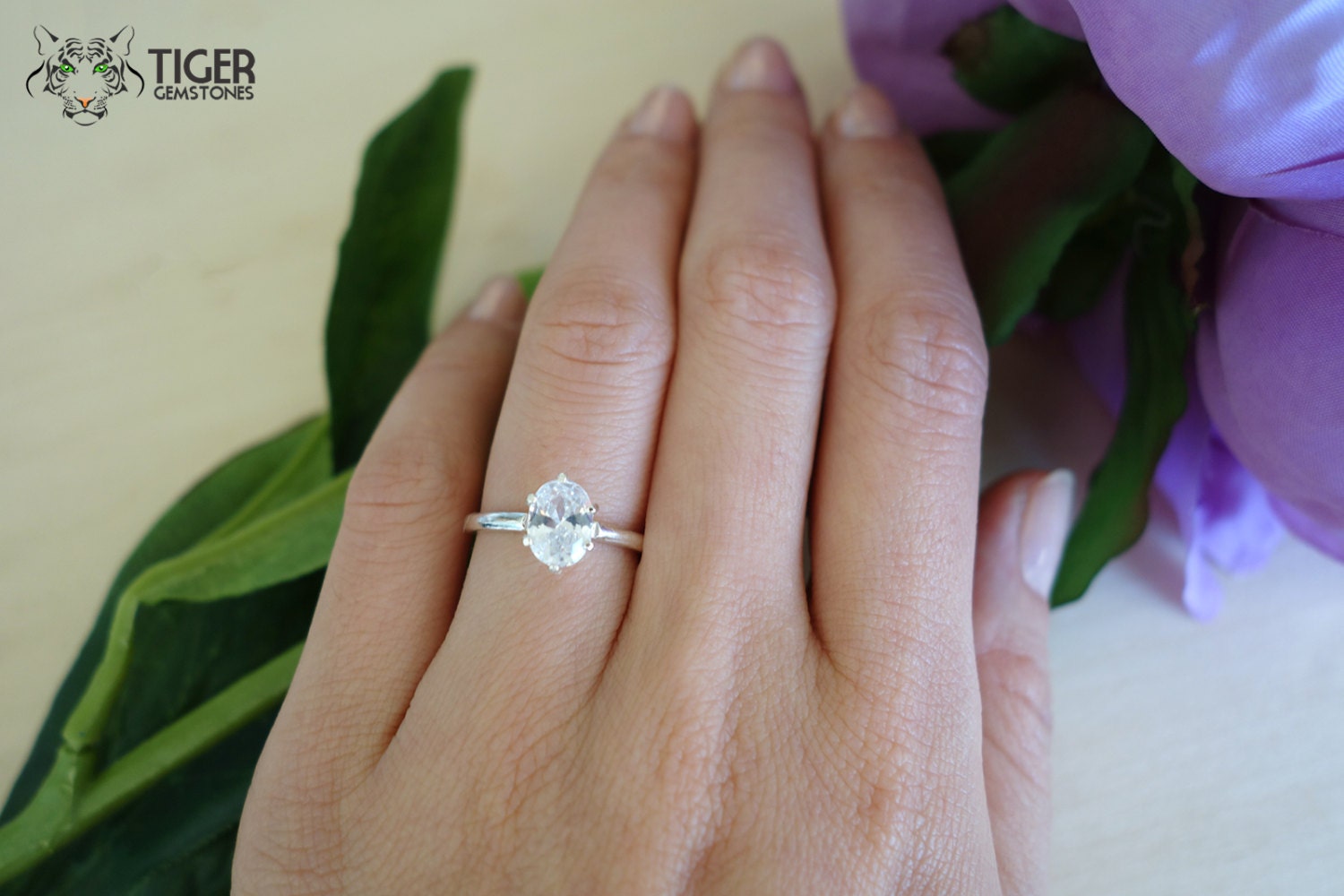 1.2 carat Oval Cut Engagement Ring Solitaire by TigerGemstones