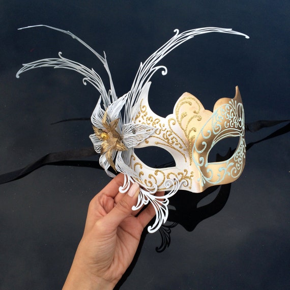 Gold Masquerade Mask Masquerade Mask Gold Flower by 4everstore