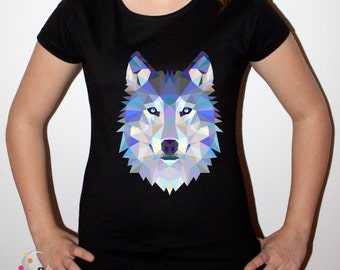 geometric wolf t shirt