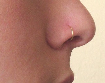 Gold Nose Hoop Ring - Gold Nose Hoop - Nose Jewelry - Nostril Hoop - Nostril Ring - Nose Piercing - Earrings For Pierced Nose