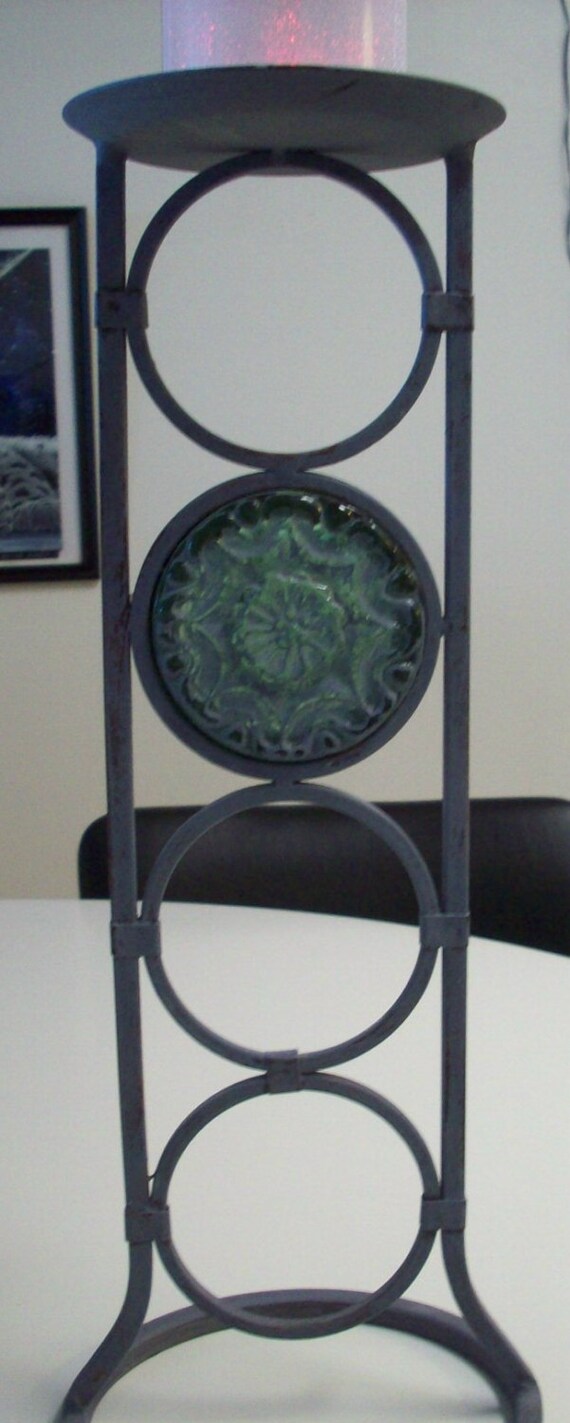 Metal Partylite Pillar Candle Holder/ by UpcycledCottageDecor