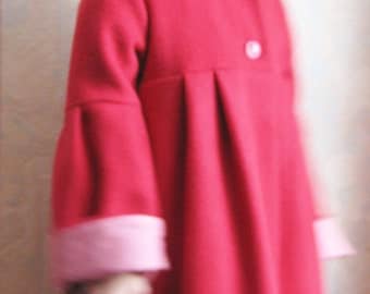 Little Red Riding Hood cloak / girl in red wool coat / hooded winter jacket / coat custom and son riding