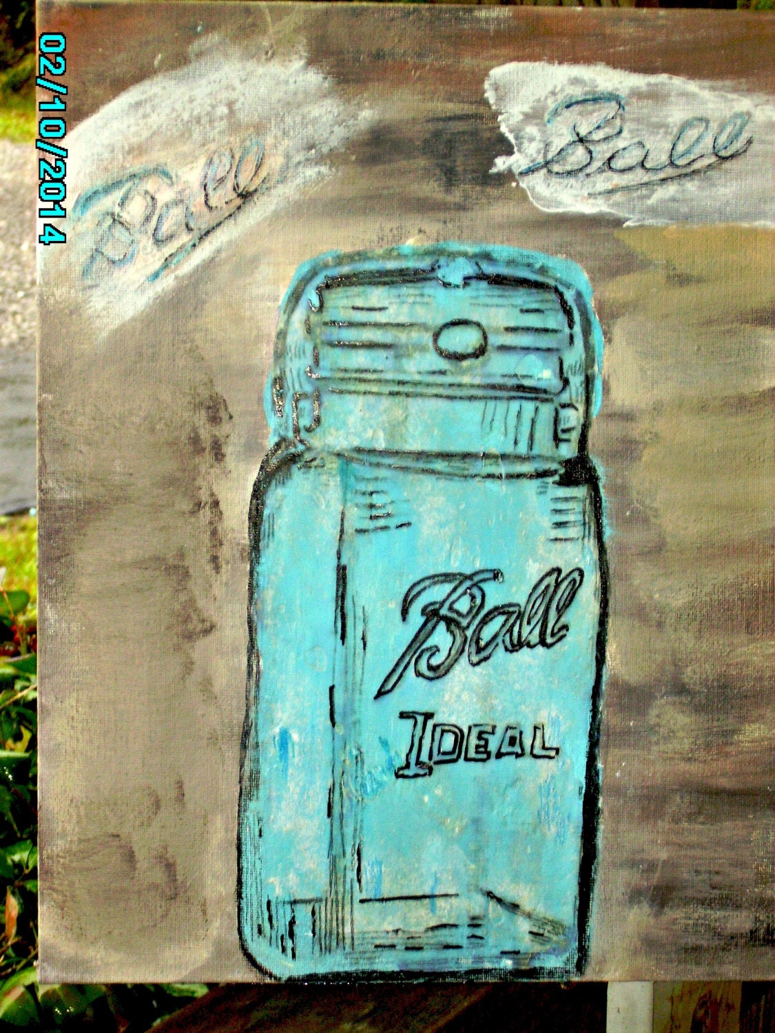 Blue Mason Jar Canvas 11x14 Painting