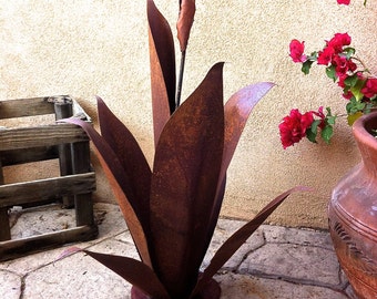 Budding Agave, Rustic, Metal Garden Sculpture, Metal Cactus, Metal Agave, Garden Decor, southwestern decor, metal yard art, garden art,agave