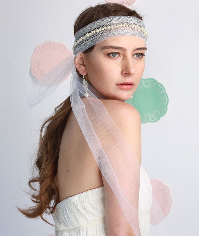 Ashley Bridal Headpiece Veil Boho Wedding Veil Bohemian