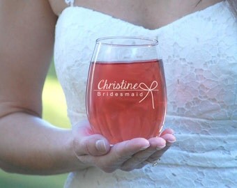 Stemless Wine Glasses, Personalized Maid of Honor Gifts, ANY QUANTITY, Wedding Toasting Glasses, Stemless Wine Glass, Gift for Maid of Honor