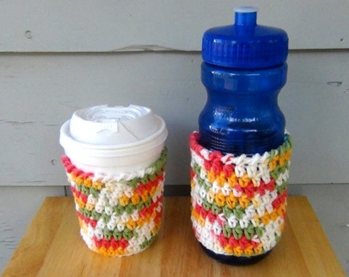 Cup Cozy - Bottle Cozy - Coffee Sleeve - Drink Sleeve - Fall Colors Crochet Cozies