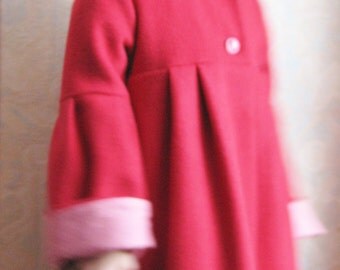 The little Red Riding Hood cloak / coat for girl in red wool / hooded winter coat / kids Red Hooded Coat