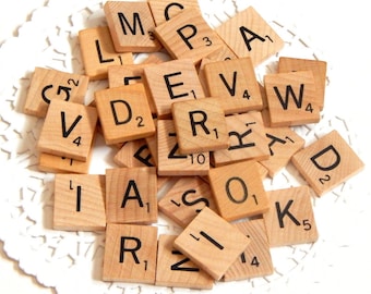 Vintage Scrabble Letters. Scrabble Tiles. Board Games. Game Pieces. Wood Tiles. Black Letters. Scrapbooking. Scrabble Pieces. Mixed Media.