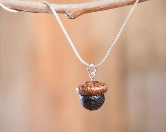 Acorn Necklace with Lava + Sterling Silver handmade by Nuttier Than A Squirrel - lava, pumice, black, volcano, Vesuvius, Hawaii, boho, fairy