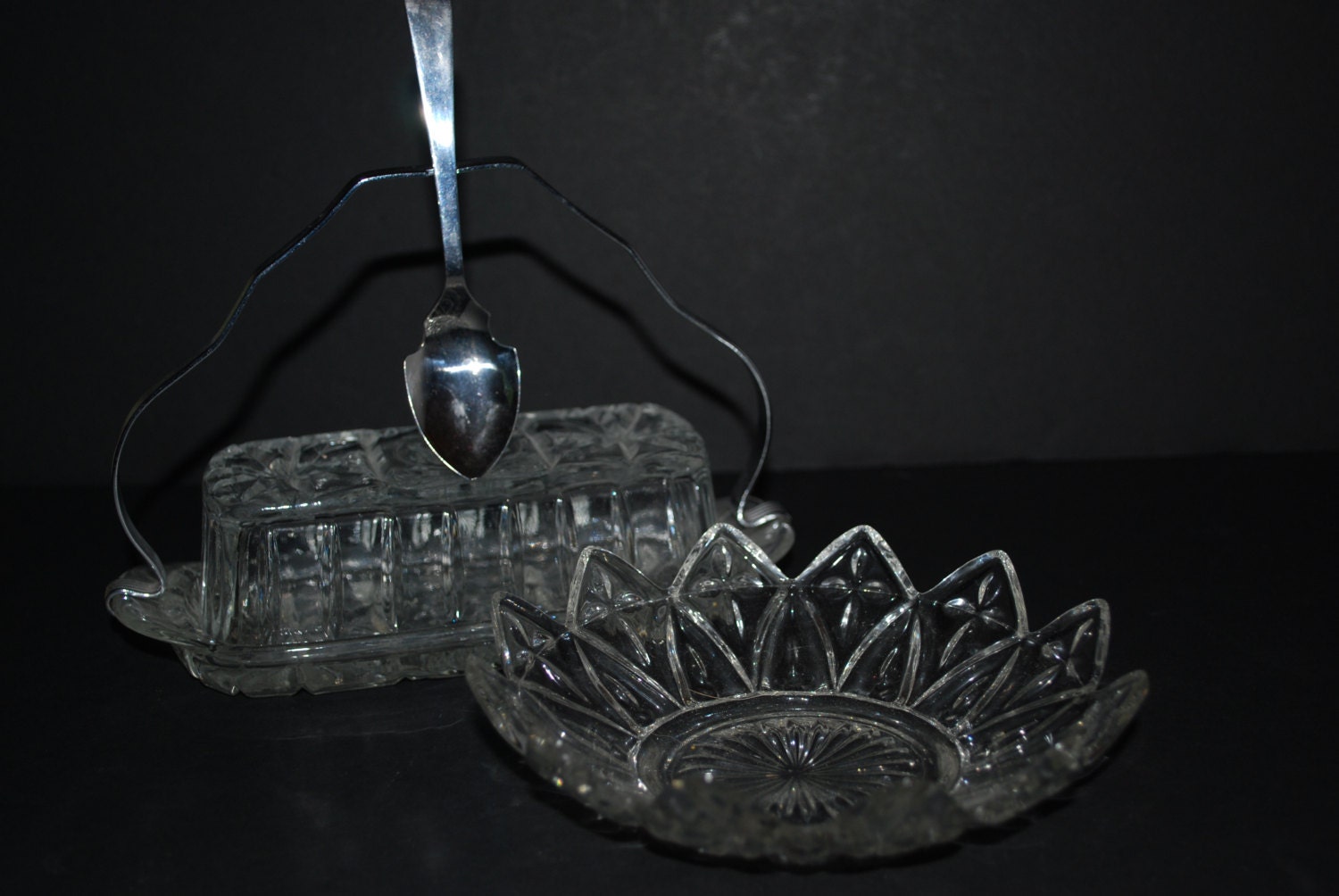 Vintage Butter Dish Crystal Butter Dish with by VintageattheLake