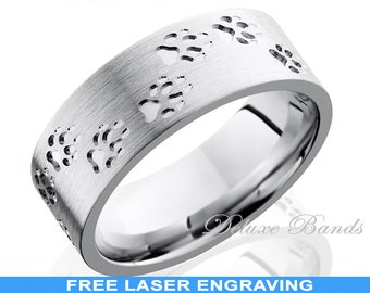 Wolf track wedding ring