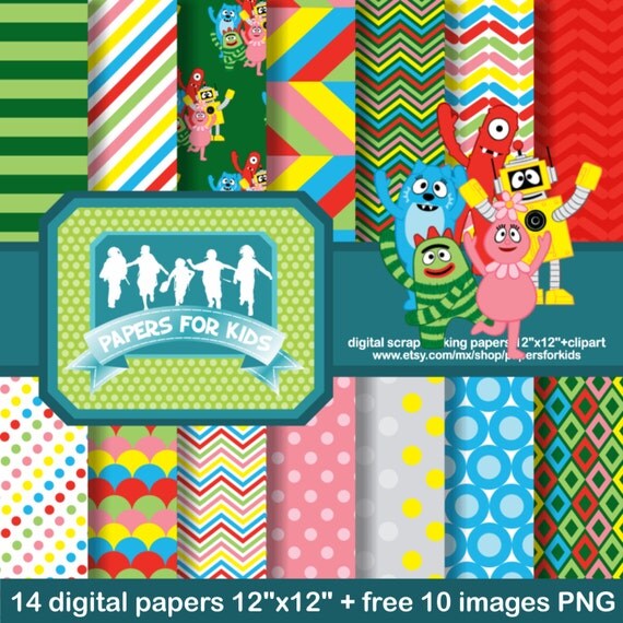 Digital Papers Yo Gabba Gabba Kids Invitation by PapersforKids