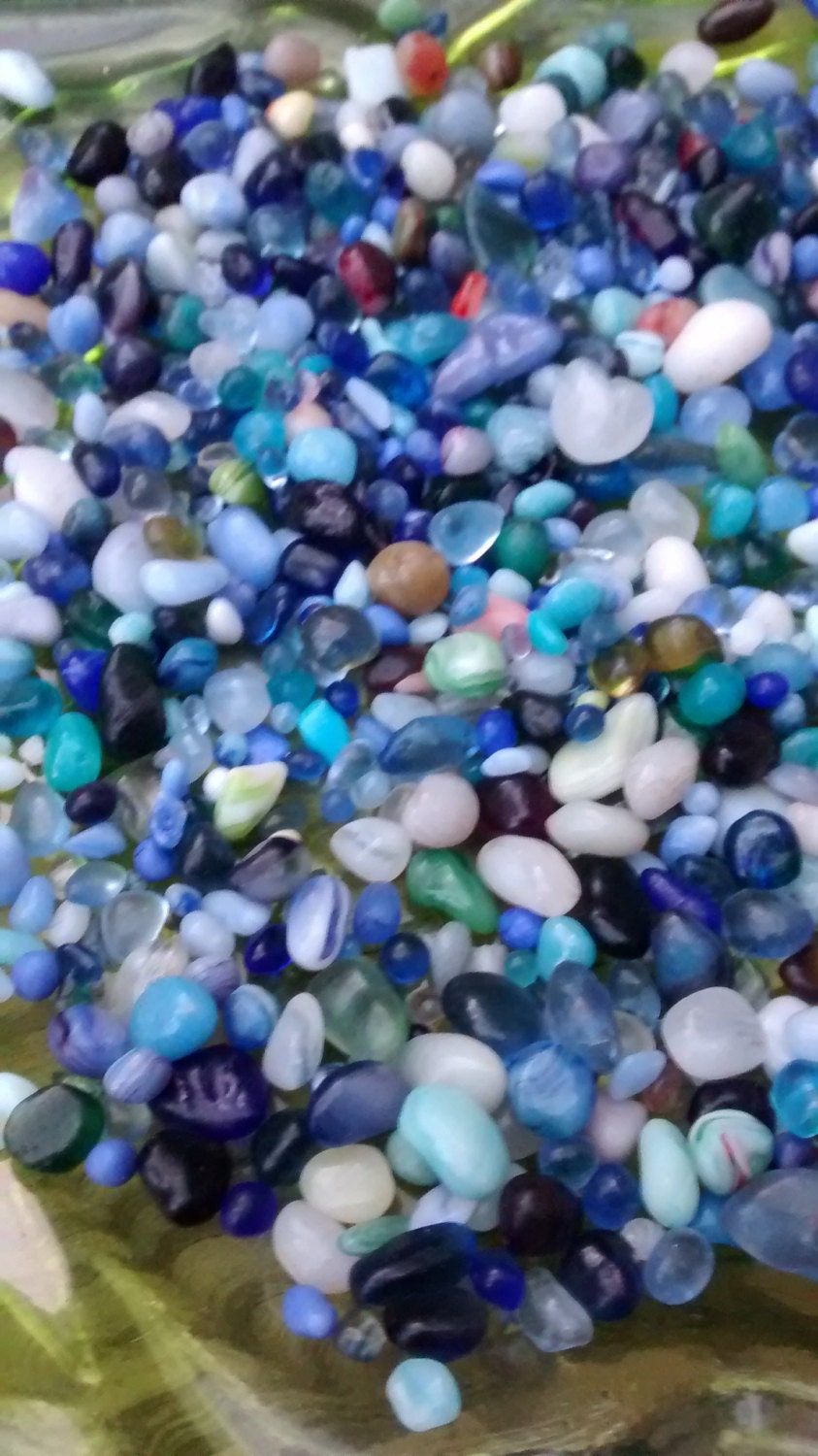 Blue Ocean Tiny Glass Pebbles 1 cup Weddings Terrarium