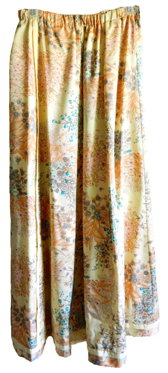Vintage Silk Skirt like floral maxi skirt Japanese flowers