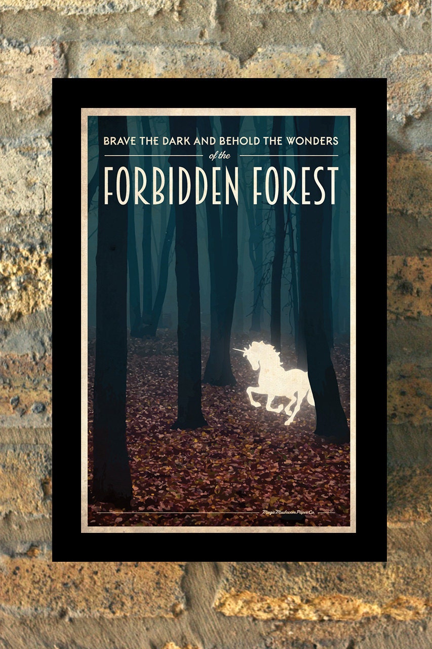 FORBIDDEN FOREST Harry Potter Travel Poster Vintage Print Wall