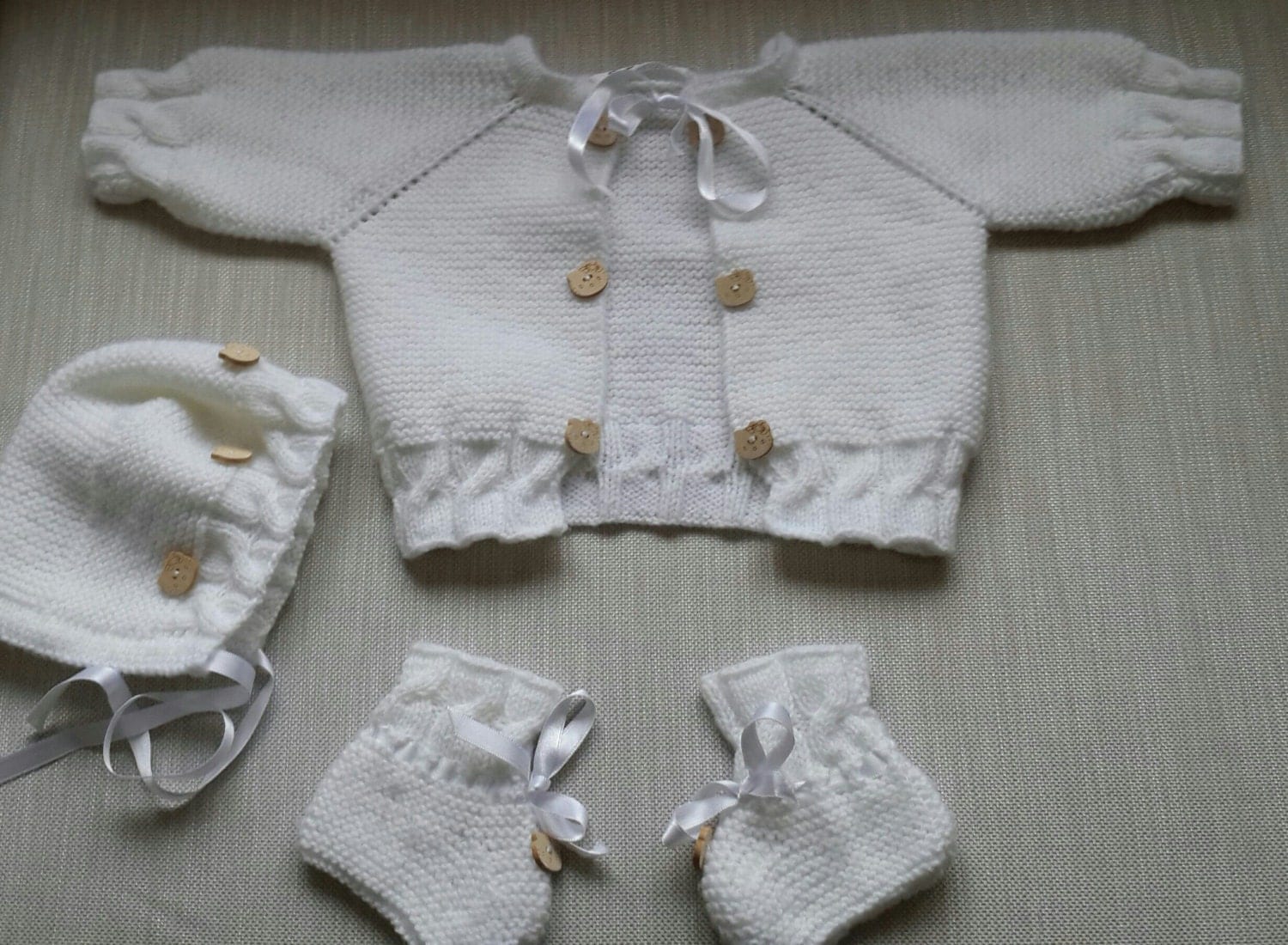 knitting baby set/cardigan/hat/booties /baby by NORTHsKNITTINGs