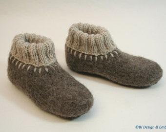Washable Felt Slippers with leather soles to ORDER, sizes EU 25 - 30