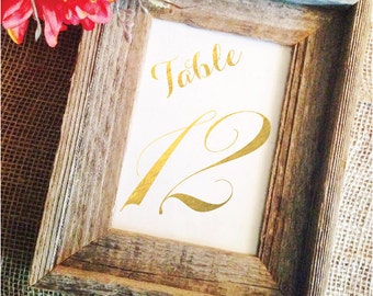 Metallic Gold Table Numbers Wedding Table Numbers Gold Black or Gold Wedding Decor (Frame NOT included)