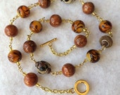 Orange brown necklace Orange bead necklace Beaded necklace Linked bead necklace Casual everday necklace Beadwork Jewelry gift for her