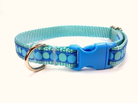 Sweet Blue Bubbles Adjustable Dog Collar SMALL