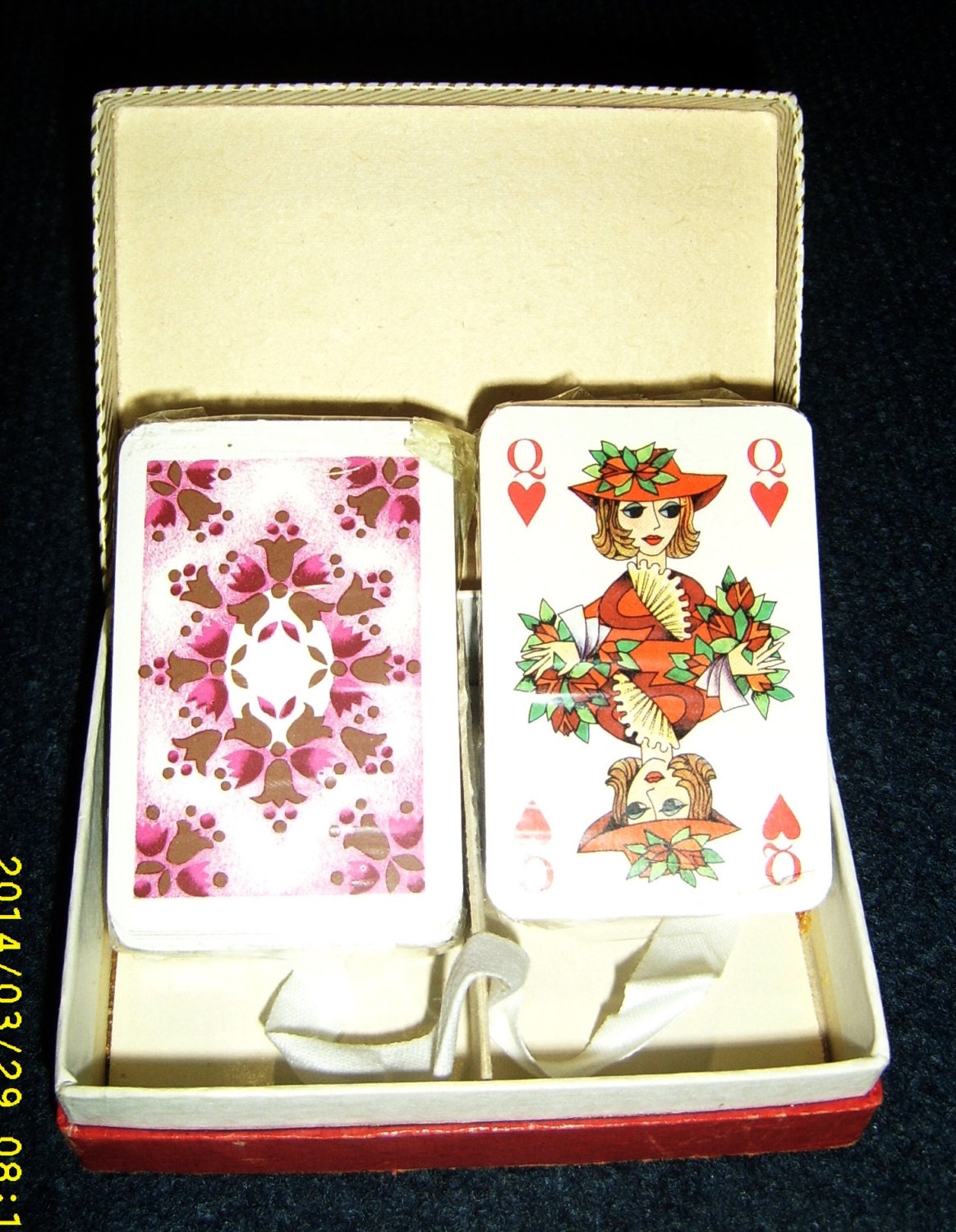 Two full decks with 52 small playing cards by JuliaAntiques